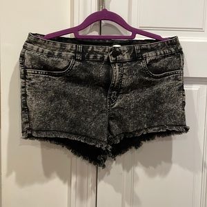 Distressed mini black jean shorts
